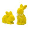 2Pcs/set Lovely Flocking Easter Rabbit Statues Small Resin Desktop Ornament Ideal For Party Table Centerpieces
