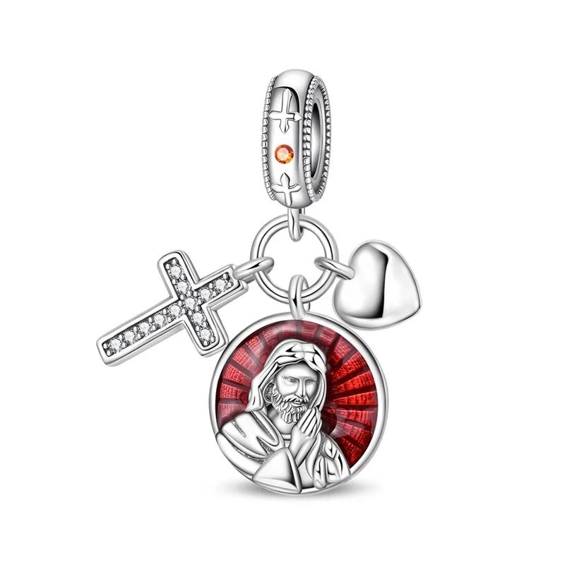 Copper Metal Cross Jesus GOD Charm Bead Components The Bible Bead Components Pray Designed For Angels Pendant Bead Component Compatible With