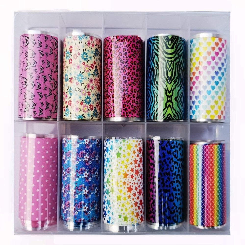 Flower Nail Stickers Stripe Pattern Nail Decals Professional Nail Foils Manicure DIY