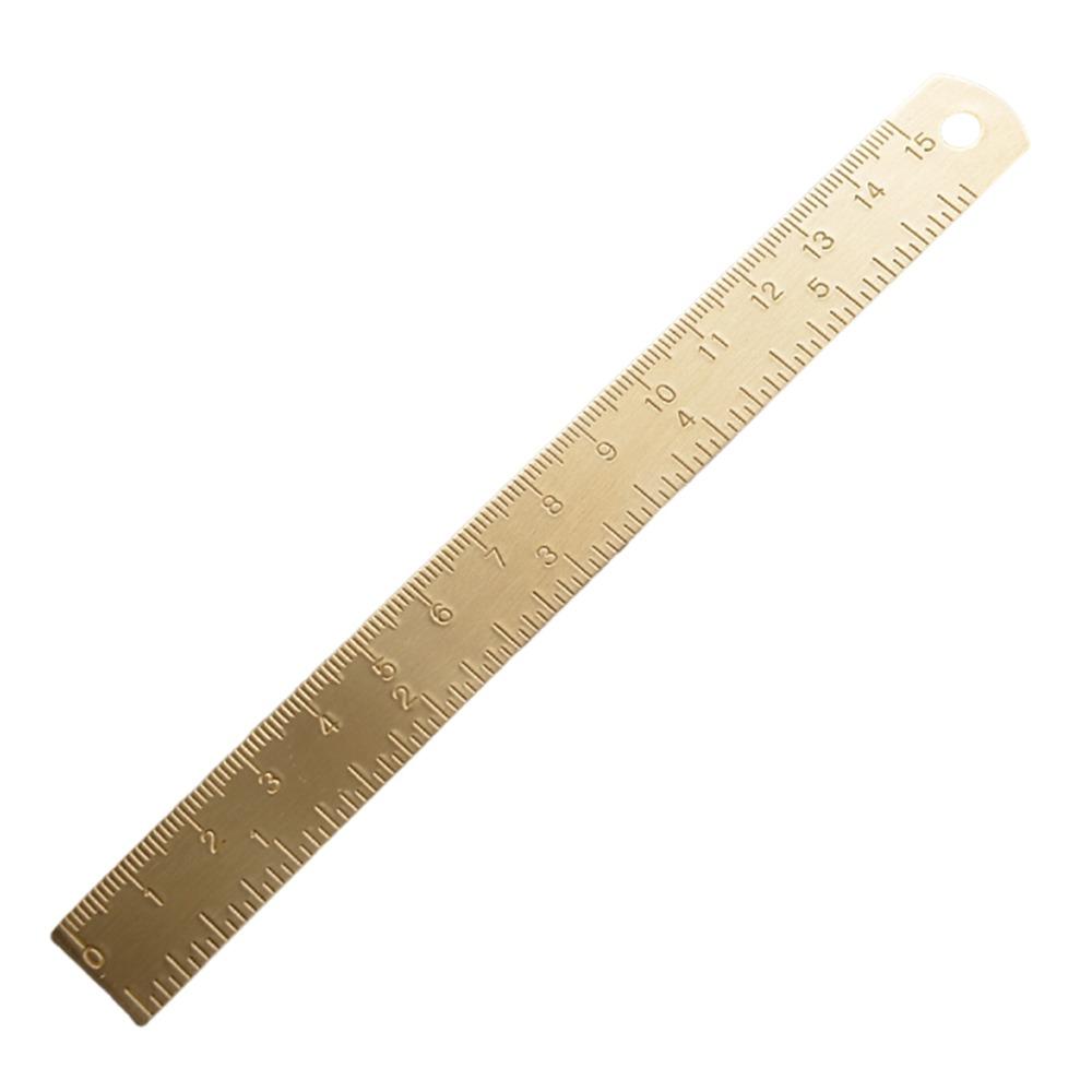 1mm Thicken Straight Ruler Brass Bookmark Ruler Multifunction Scale Ruler  School Office