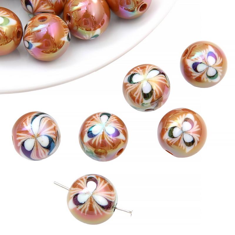 Acrylic Beads Fantasy Color Plated Pattern Ball Charms for DIY Necklace Bracelet Earring Jewelry Making