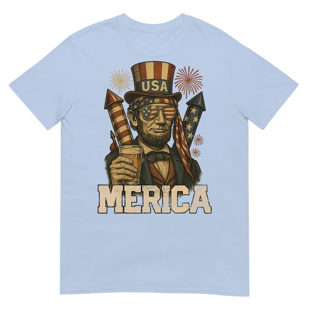 Lincoln 4th Of July Merica Abe Boys Unisex Unisex American Flag Tshirt S