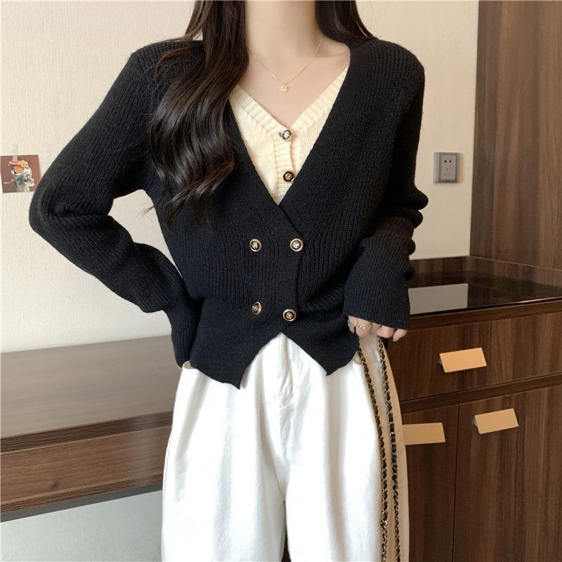 Fake two large-size women's clothing catties top 20 new versatile collar temperament 0 fashionable double-breasted