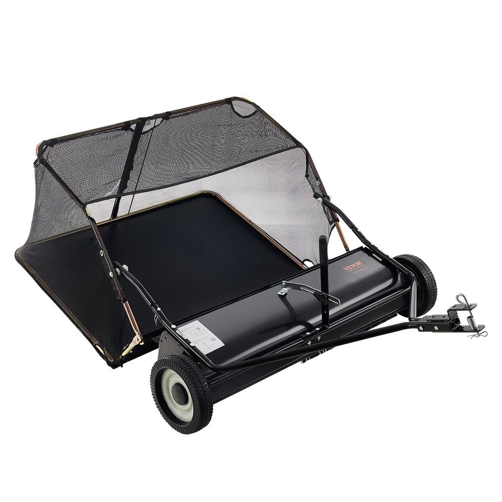 Tow-Behind Lawn Sweeper 42-inch Leaf Yard Collector 12 Cu.ft. Adjustable
