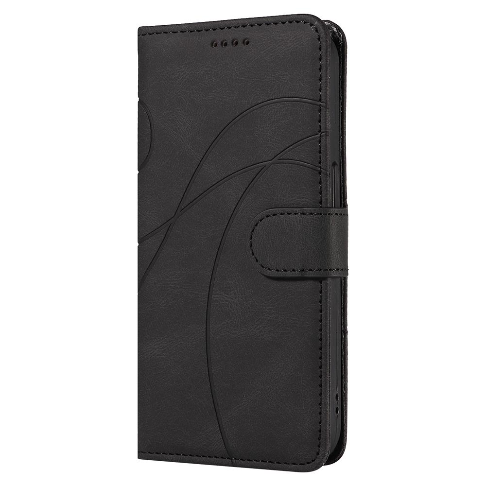 For iPhone 16e Case Curved Line Imprinted PU Leather Wallet Phone Cover