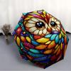 1pc Stained Glass Owl Compact Travel Umbrella, Automatic Folding Lightweight Windproof 8-Bone Reinforced Design,012148