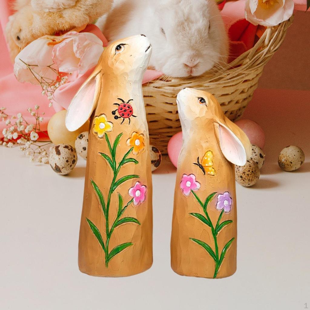 2 Stück Osterhasenstatue Tierskulptur Hasenfigur für Tischdekorationen Bücherregal