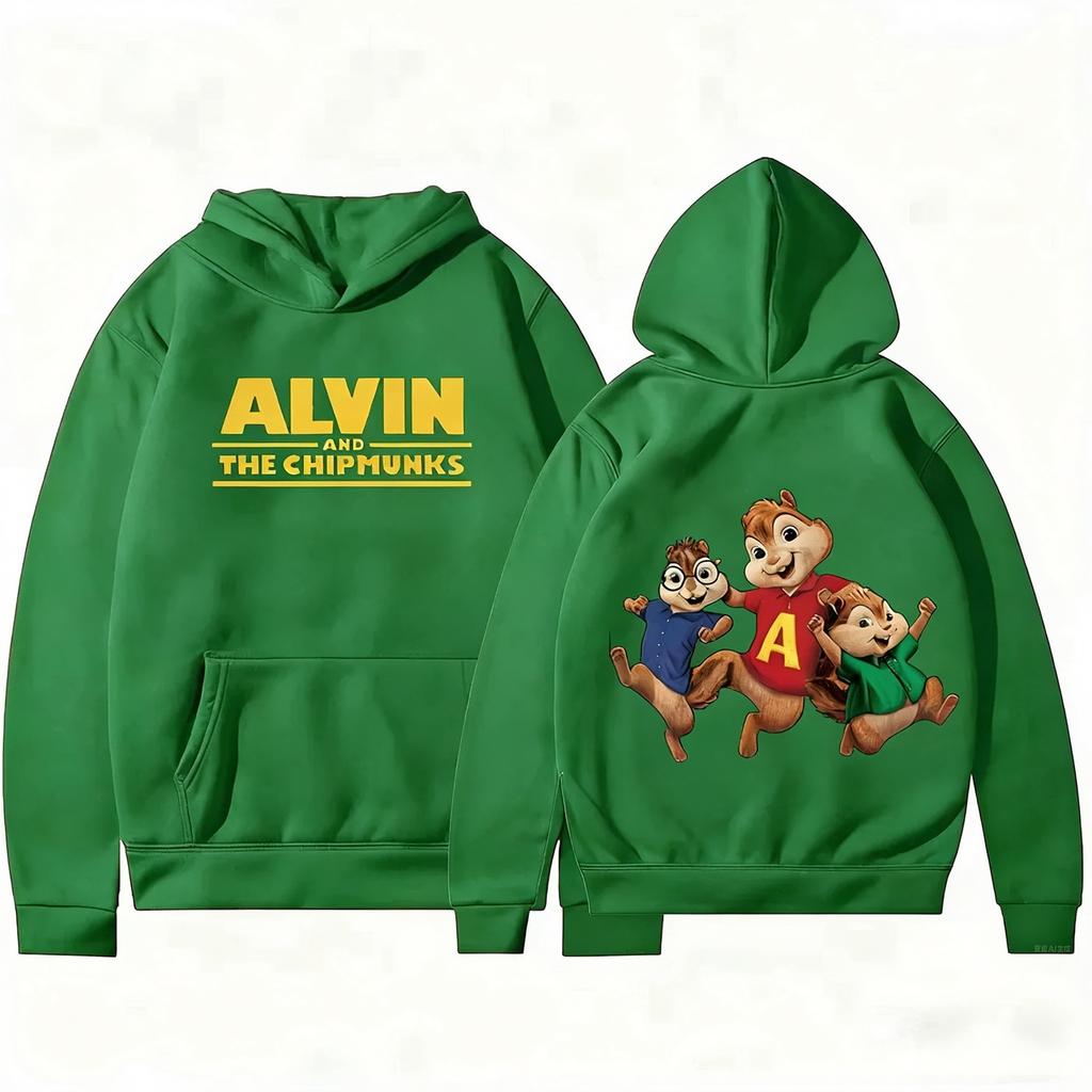 Alvin and The Chipmunks Anime Hoodies Soft Eco Friendly Material A Letters Printing Sweatshirt Casual Streetwear Men and Women