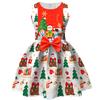 Kids Girls Cartoon Santa Claus Christmas Tree Elk Print Bow Sleeveless Casual Dress