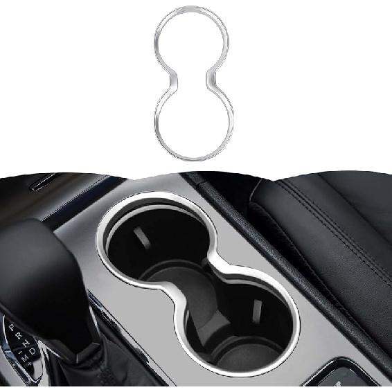 Cup Holder Trim Cover Frame Decorative Interior Accessories for Jeep Grand Cherokee 2011- (Chrome)