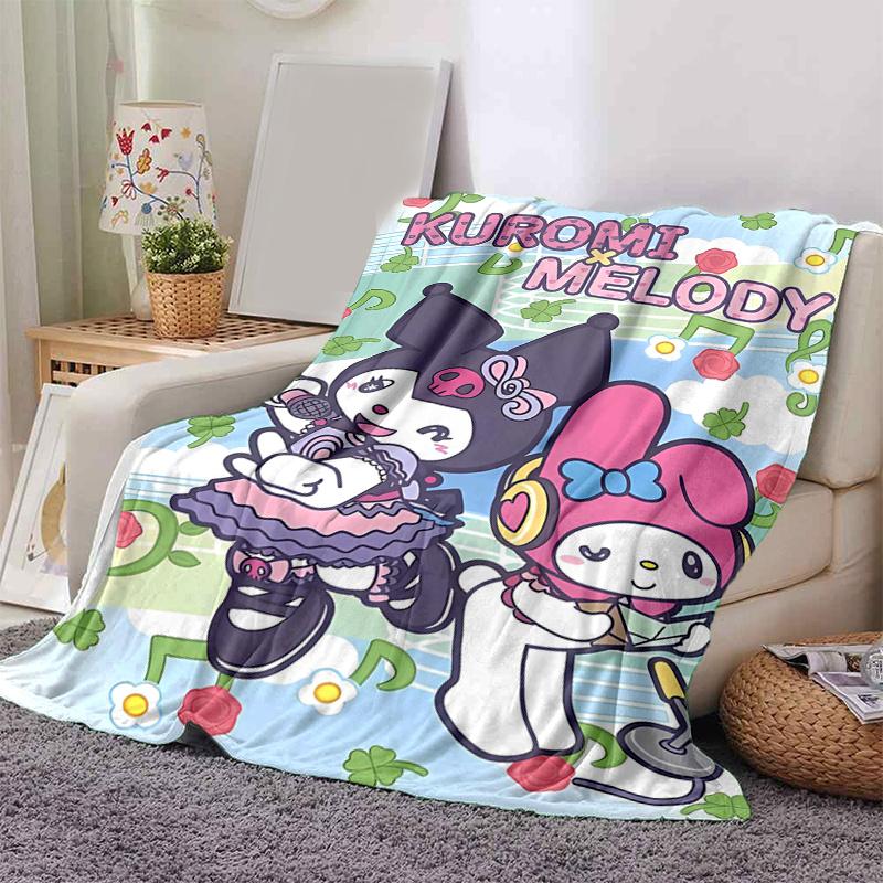 1pc Kuromi & Melody Blanket, Soft and Cozy Home Decor Gift for All Seasons, Perfect for Any Room Decoration, Ideal Present for Family and Friend.H045
