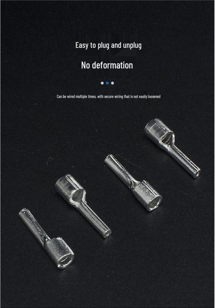 CJH Cold-Pressed Copper Pin Terminal Wire Lug PTN1.25/2/5.5-9/10/13/18 Pin Type Bare Terminal Wiring