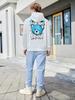 Blue Happy Bear Slogan Hoodies For Male Creative Casual Hoody Sport Cartoons Sweatshirts Pocket  All-Match Mens Pullovers