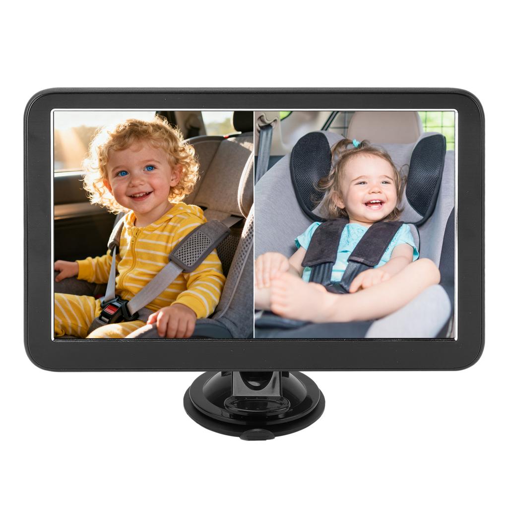 Baby Car Camera, Dual Channel 9 Inch 1080P Baby Monitor with 2 IR Night Vision Camera and 150 Degrees  Wide Viewing