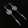Personality Gothic Sliver Color Five-pointed Star Sword Dagger Tassels Dangle Earrings for Women Hallowmas Party Jewelry Gifts