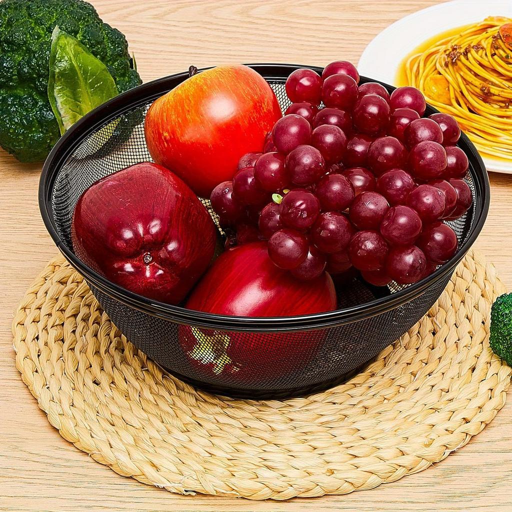 Large Capacity Mesh Fruit Basket With Lid Food Grade Prevent Fly Kitchen Drain Basket Vegetables Kitchen Storage Baskets