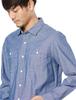 Amazon Essentials Men's Regular Fit Chambray Shirt, Long Sleeve, Rinse, Size L