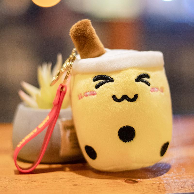 Cute Milk Tea Cup Pendant Plush Toy Cartoon Milk Tea Doll Bag Pendant Keychain