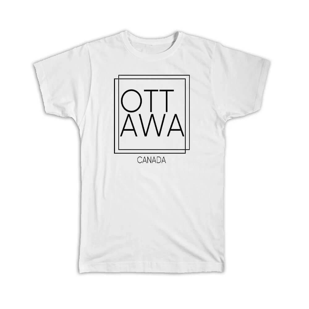 Gift T-Shirt : OTTAWA Canada Square Modern Minimalist Font S