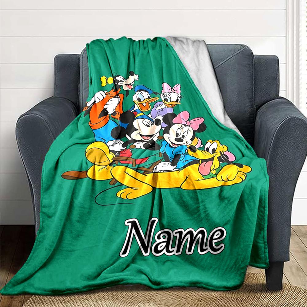 Custom Name Mickey Friends Adventure Blanket for Couch & Bed, Plush Cozy Fuzzy Blanket Super Soft & Warm Blankets for Fall and Winter. 090827