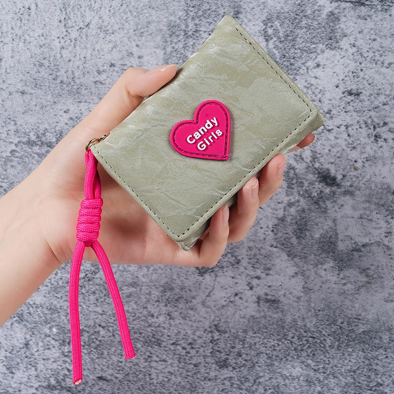 

Korean Style Heart Candy Women’s Tri-fold Lanyard Wallet