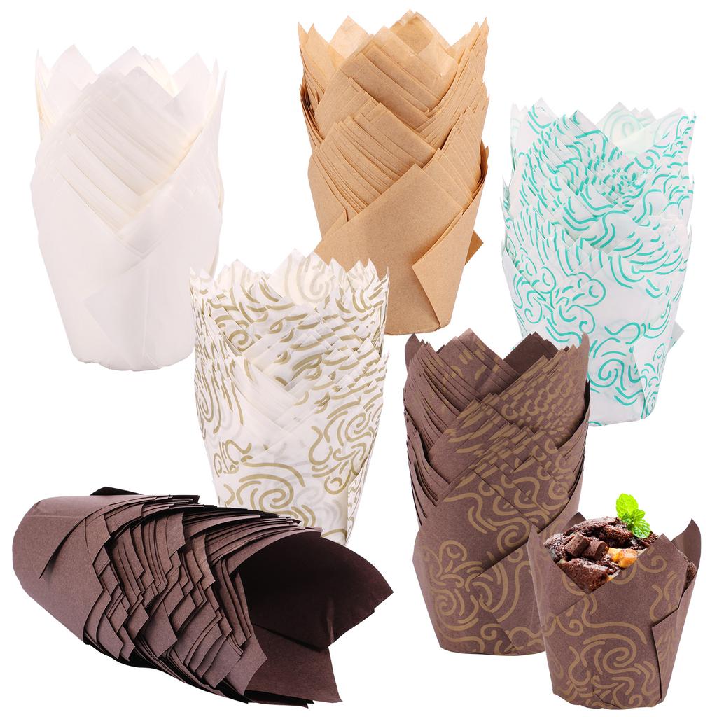 300Pcs Baking Cup Cupcake Liner Cupcake Wrapper Molde Cupcake Paper Cups Bakeware Tool Paper Cake Cup Tulip Cupcake Holders Set