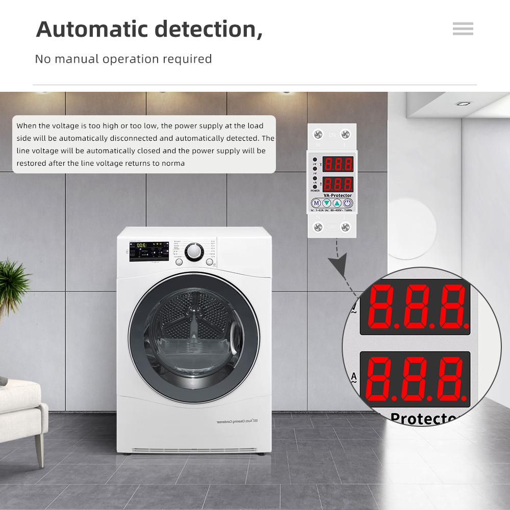 Adjustable Digital Voltage Relay 220V 40A/63A Household Circuit Breaker Surge Protector Limit Over And Under Current Protection
