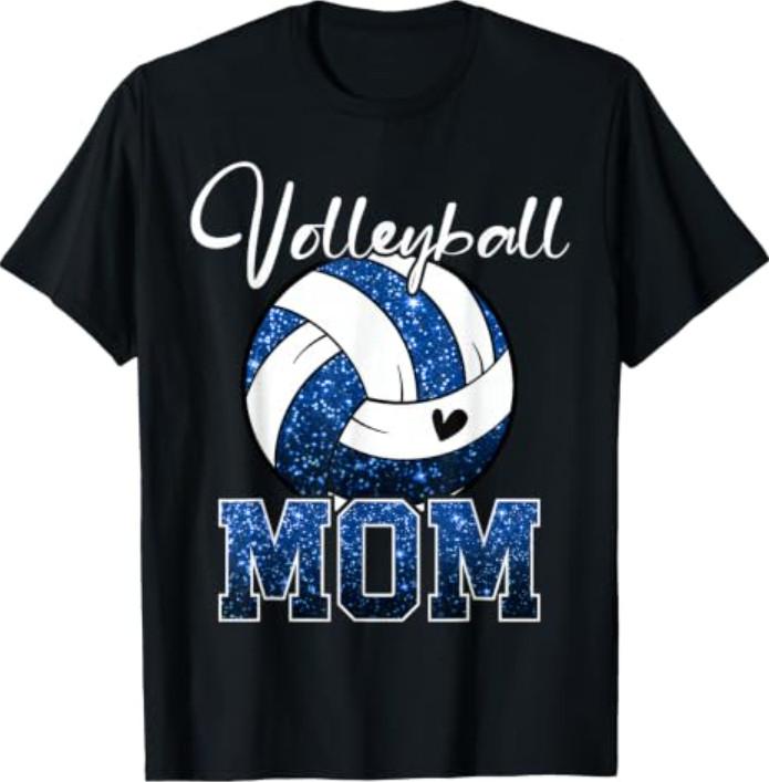 Volleyball Mom Game Day Blue & White Spirit Volleyball Mama T-Shirt