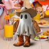 Charming Cowboy Ghost Statue Halloween Cute Ghost Statue With Hat And Boots Halloween Decor For Home Office Car Accessories