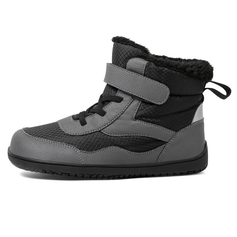 Boys Girls Winter Snow Boots Wide Toe Barefoot Insulated Waterproof Fur Lined Shoes Kids Cold Weather Outdoor Sneakers