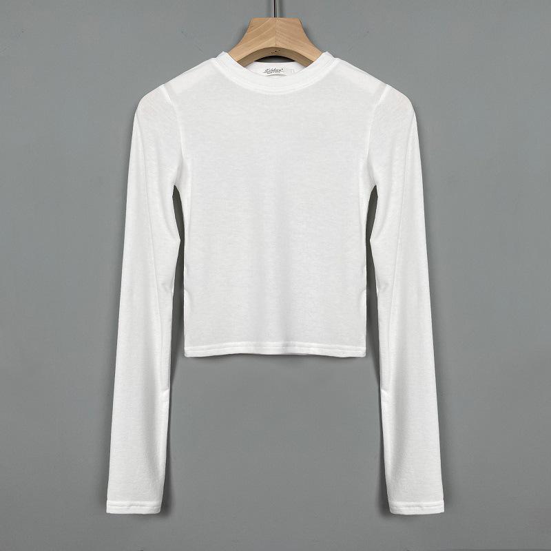 Korean Dongdaemun Trendy Tight Long Sleeve T-shirt: Sexy & Versatile with Big Bust and Waist Display