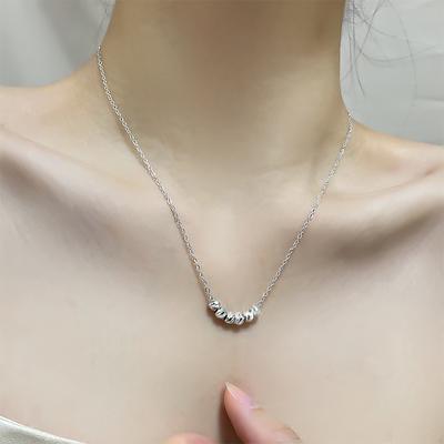 S925 Sterling Silver Necklace Wufulinmen Transfer Necklace Ins Personality Cold Style Round Bead Clavicle Chain