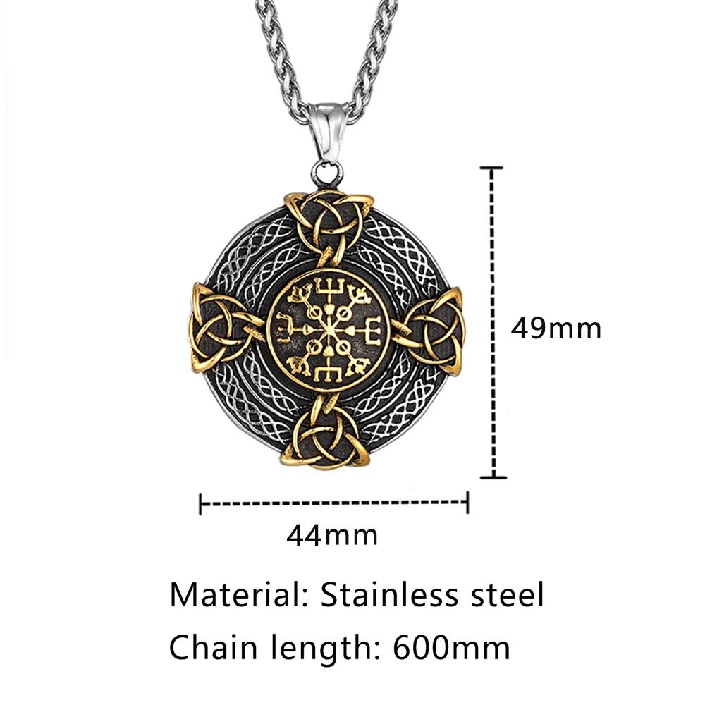Collane Runiche Vichinghe Mitologia Norrena Vintage Uomo Acciaio Inossidabile Solido Vegvisir Triquetra Nodo Celtico Amuleto Ciondolo Gioielli