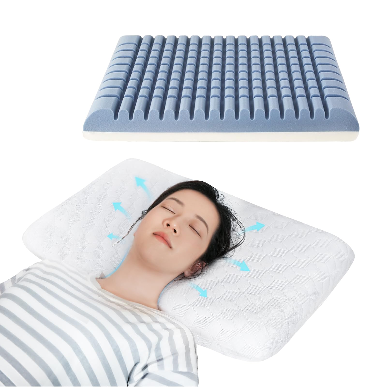 

YK YUKO Melting Light Pillow, Memory Foam Pillow, 6540cm, 10cm High, Neck Pain Relief, Textured Cut, Pressure Dispersion, Supports Head, Neck, and