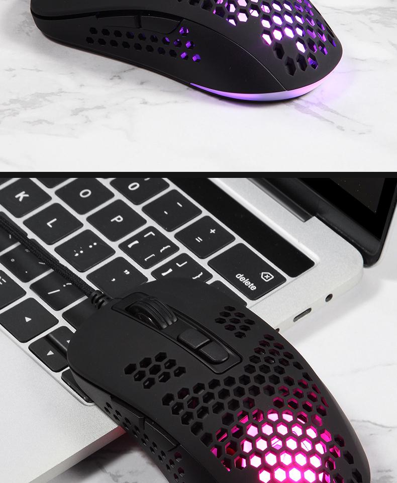 Xinmeng Lightweight 383-Hole Wired USB Gaming Mouse with Programmable Macros