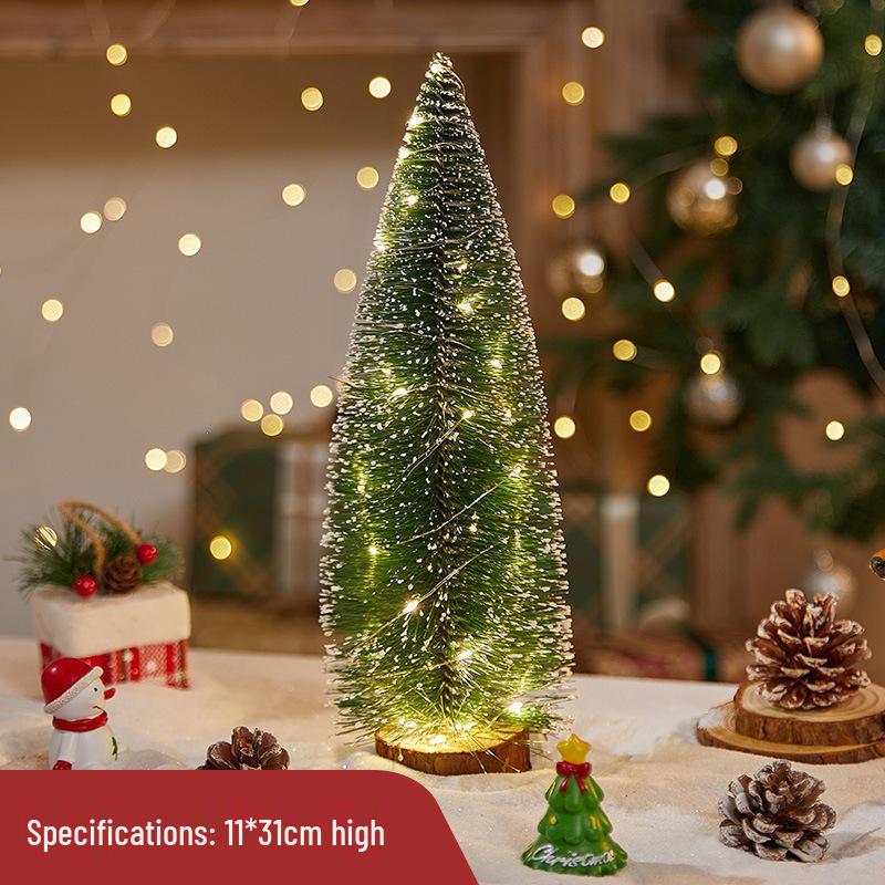 Luminous Mini Flocked Cedar Christmas Tree Ornaments