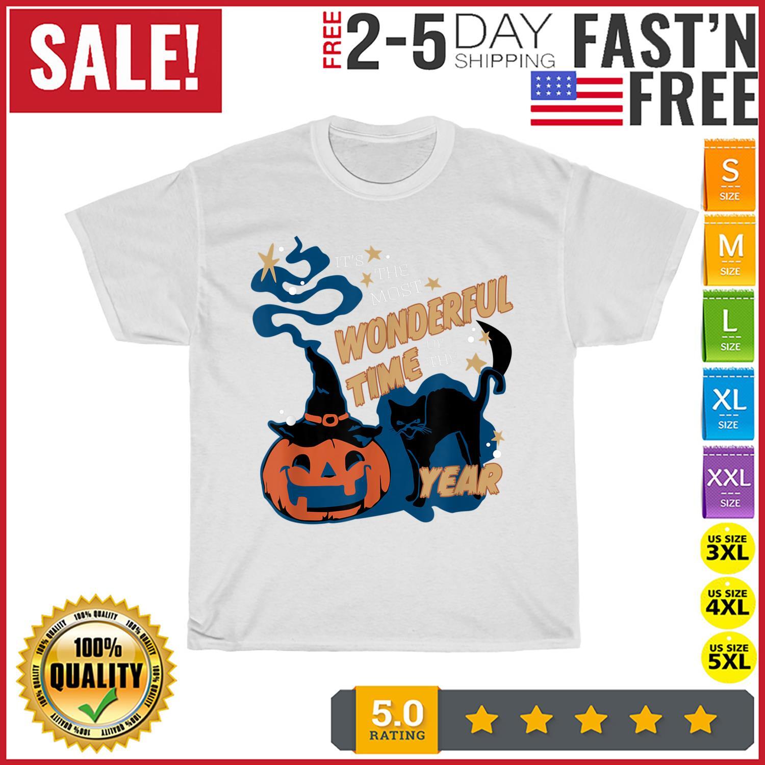 It s the Most Wonderful Time of the Year Black Cat Halloween T Shirt Mens Womens Tees Top Men Women M