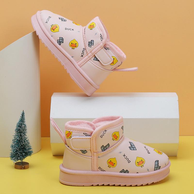 Детские зимние ботинки, новые, для мальчиков, непромокаемые, утолщенные, детские, хлопковые ботинки, мягкая подошва, бархатные, теплые, детские, хлопковые ботинки для девочек 35 розовый