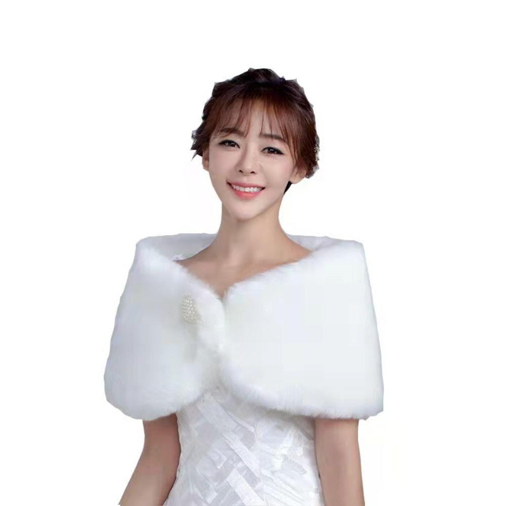 Faux Fur Rabbit Fur Bow Scarves Soft Cloak Bride Shoulder Fake Collar Plush Bowknot Shawl Daily