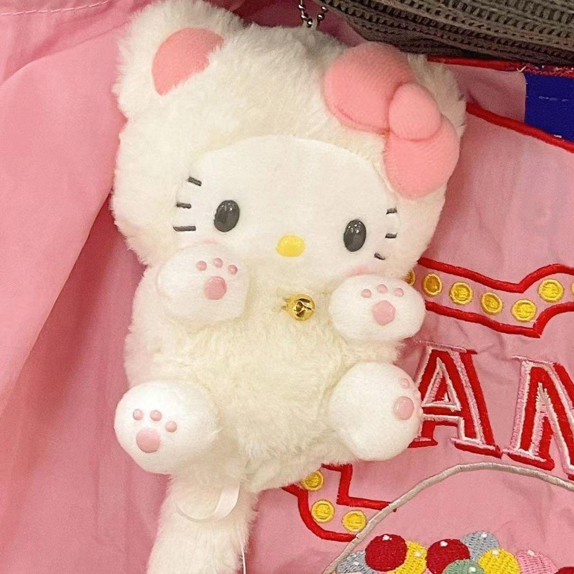Плюшевая кукла-кошка Hello Kitty в форме сердца, подвеска-брелок для рюкзака, украшение Standard