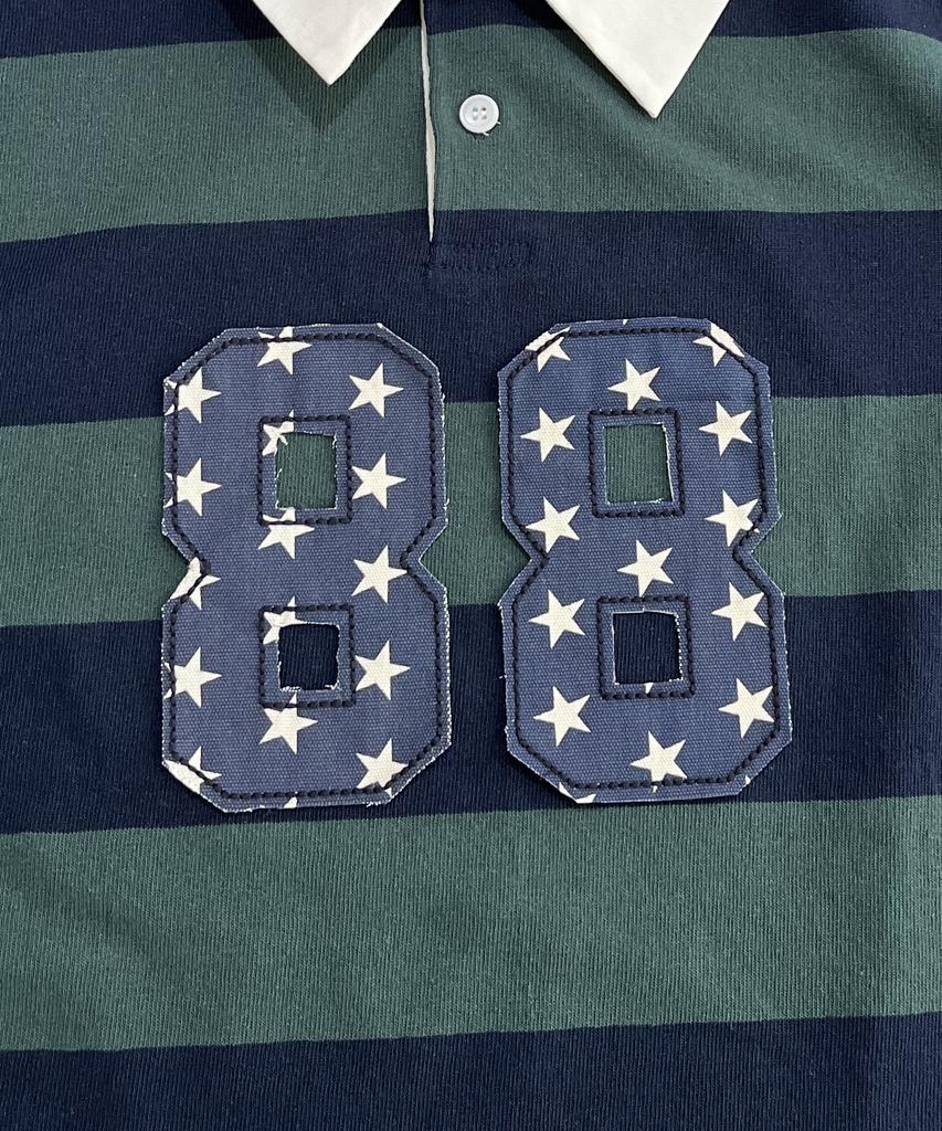 SK8ER ROCK 88 Stripe Rugby Shirt ((D/Green*Navy))