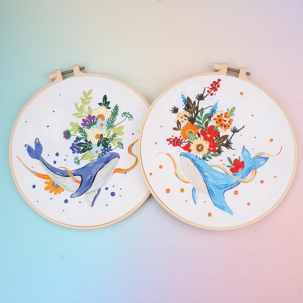 Stickerei Diy Handgemachte Materialtasche Delfin Blume Tier Europäische Dreidimensionale Stickerei