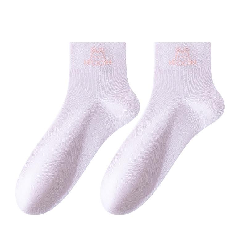 5 Paar Dünne Atmungsaktive Schweißabsorbierende 7A Antibakterielle Geruchshemmende Reine Baumwolle Röhrensocken für Damen, Frühling und Sommer