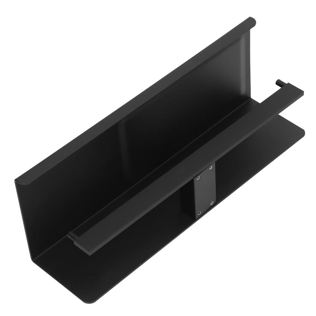 Wall Mount Toilet Paper Holder 2 Use Hotel Bathroom Tissue Waterproof with Storage Shelf Black