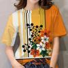 Women's Flower Pattern T-shirt Women's Clothing Rainbow T-shirt Printed T-shirt