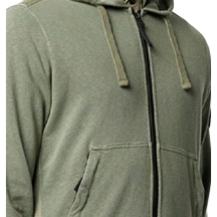 STONE ISLAND Bluza z kapturem bawełniana rozpinana męska Zielona wojskowa 721564251-V0058