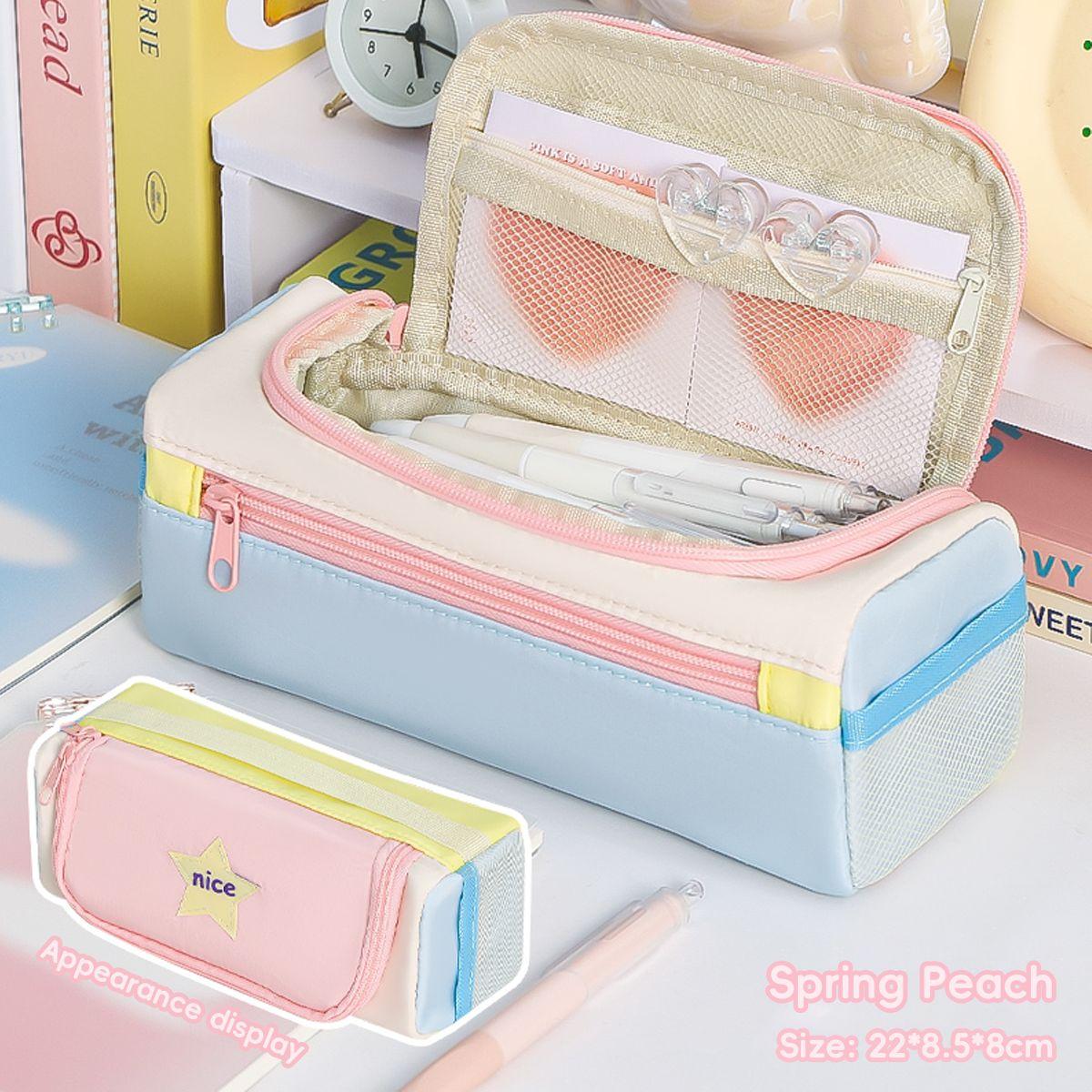 

2025 Square Star Pencil Case Multi-function Tote Stationery Bag Aesthetic Unique Multi-layer Pencil Box School Essential