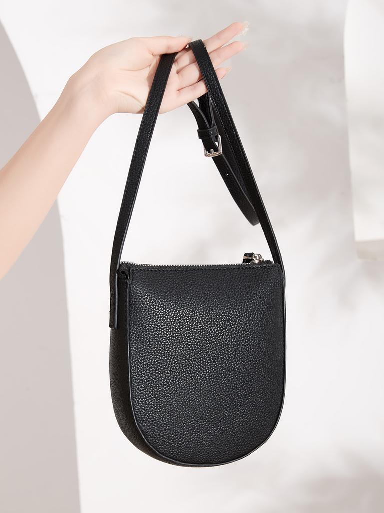 Geantă crossbody clasică minimalistă de culoare solidă pentru femei, geantă de umăr unică cu fermoar tridimensională la modă, geantă pentru telefon din piele PU