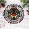 Rose Red Wolf Design 2D Metal Wind Chime Outdoor Hanging Decor for Garden Yard Home Wedding Birthday Christmas Gift