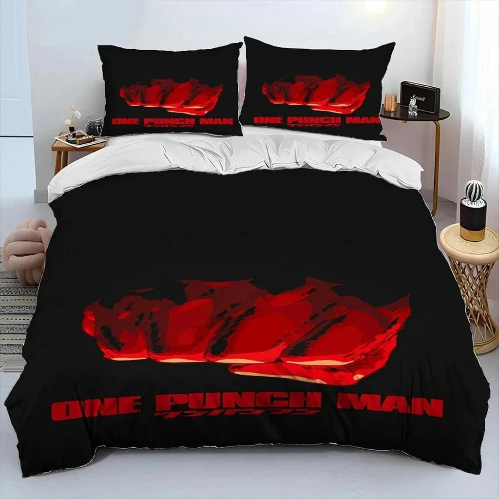Anime One-Punch Man Saitama Sängkläder Set Påslakan Sängset Täcke Örngott King Queen Twin Storlek Pojkar Flickor Vuxna